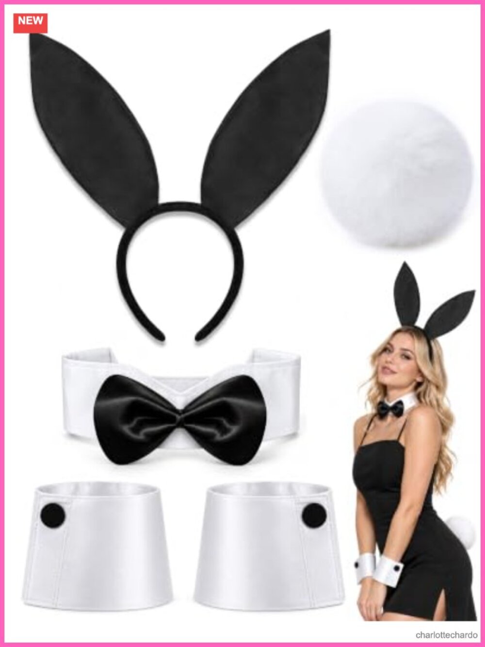Bunny Costume Accessories Set Polyester Satin Adult Halloween Cosplay